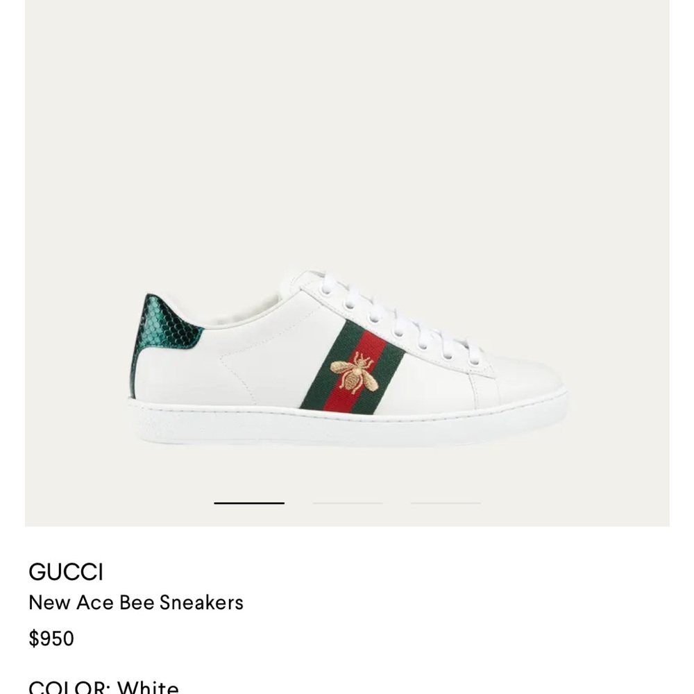 100% AUTHENTIC Gucci White New Ace Bee Sneakers - Picture 2 of 12